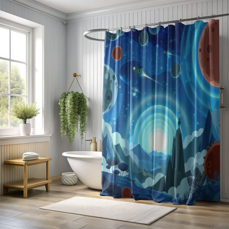 Rideau de douche standard 1 pièce Daloris Simple Toons, H 74 po x l 71 po