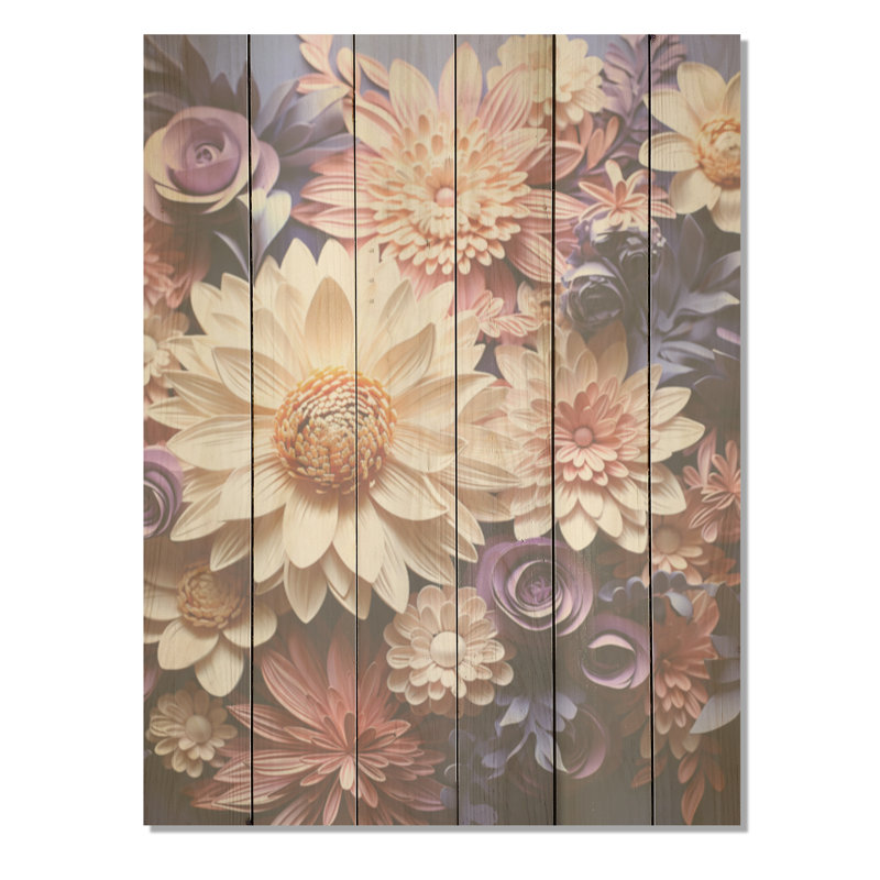 Populaire «Daisy Bloom Simple Beauty» - marguerites, art mural sur bois de pin naturel, H 32 po x l 24 po