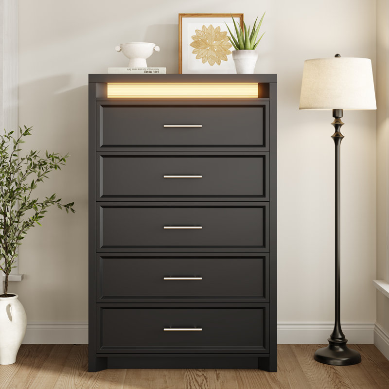 Commode 5 tiroirs, Noir