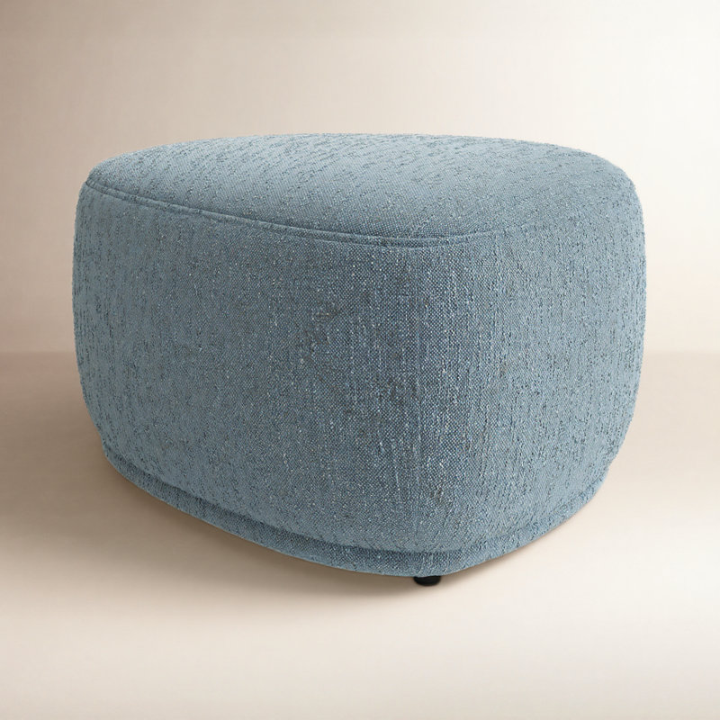 Adna 26.5'' Triangular Upholstered Ottoman, Mellow Steel Blue Boucle