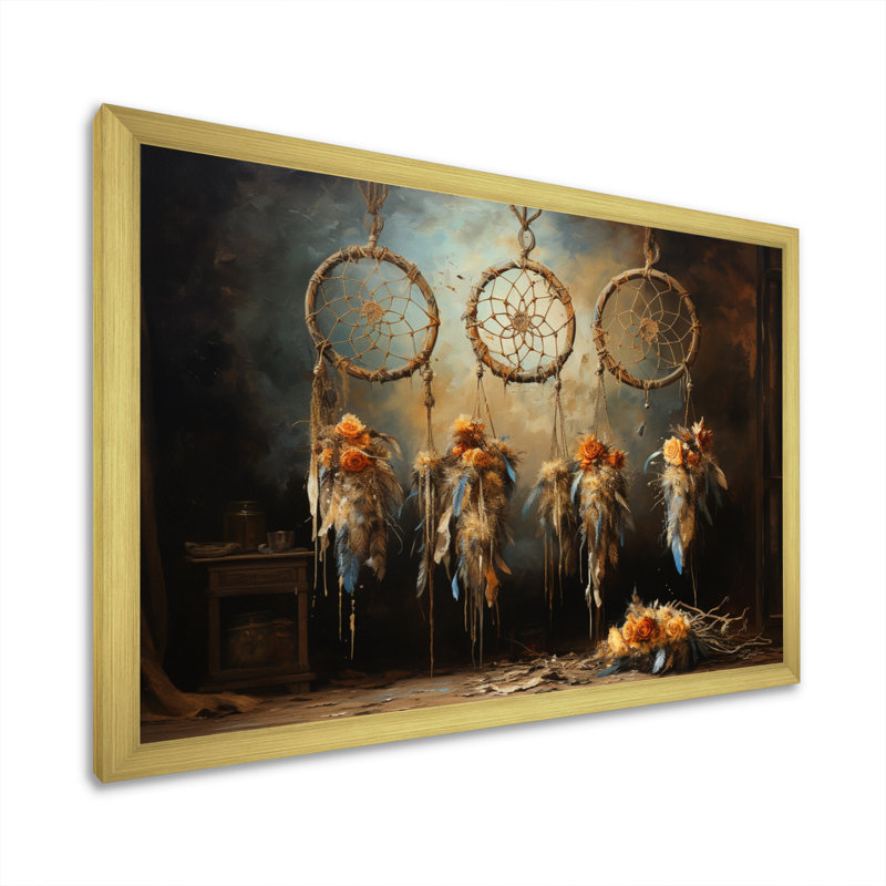Attrape-rêves beige, attrait rustique I - Dreamcatcher, art mural pour le salon, H 30 po x l 40 po x P 1,5 po