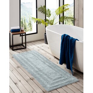 Lavish Home 100% Cotton Reversible Long Bath Rug - Navy