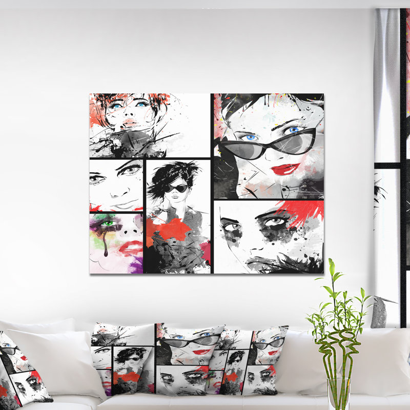 «Beautiful Face Collage», peinture, H 30 po x l 40 po x P 1,5 po, H 36 po x l 46 po x P 1,5 po