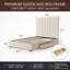 Lit plateforme moderne capitonné en velours avec tête de lit extra-haute et tiroirs de rangement, Queen, crème-1247992386-1247992387