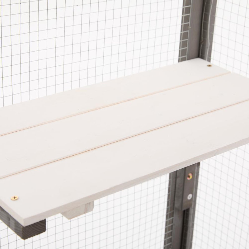 Enceinte d'extérieur Catio avec toit, grand parc pour chat en bois avec plateformes, Gris / Blanc
