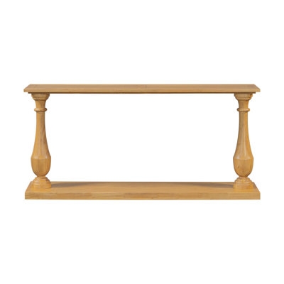 Vintage Sofa Table Console with Luxurious Pine Veneer and Elegance Vase-Leg Design, Perfect for Living Room, Study, Entryway, and Bedroom by Alcott Hill
