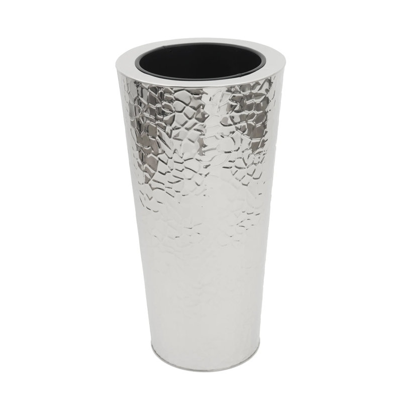 Manase Handmade Metal Pot Planter, Silver, 28" H x 14" W x 14" D