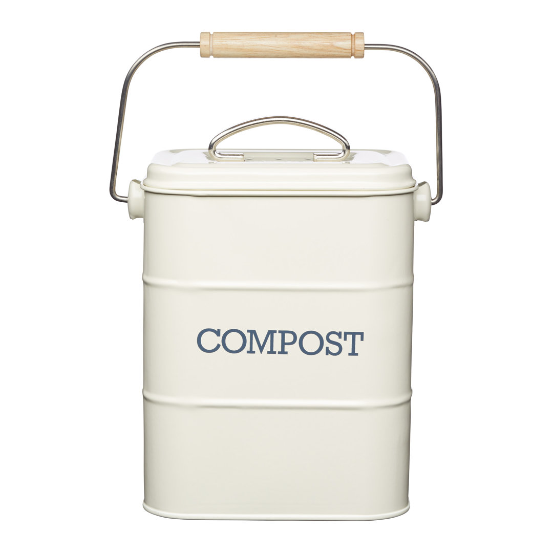 Living Nostalgia 3L Metal Compost Odor Resistant Indoor Compost Bucket