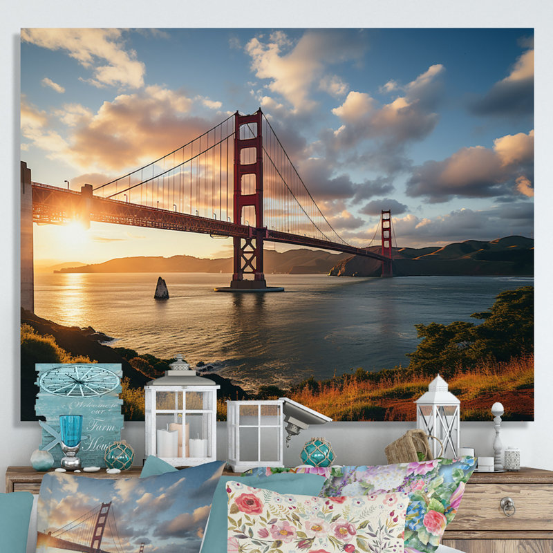 «Golden Hour At The Golden Gate II», reproduction sur toile, 12" H x 20" W, Toile tendue