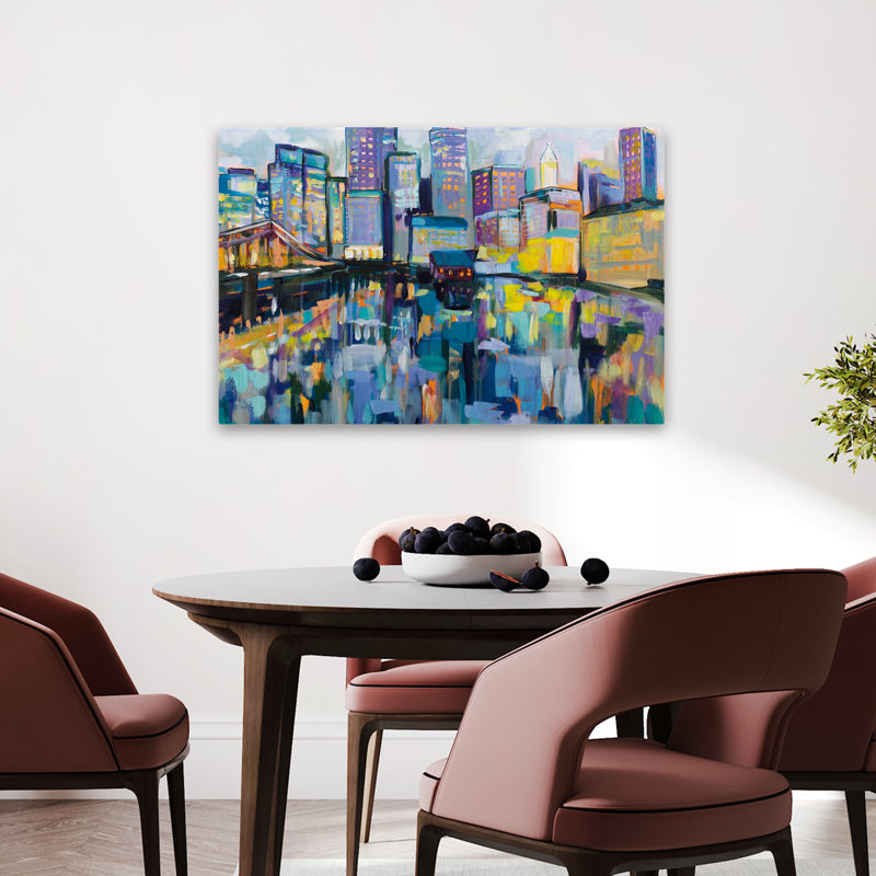 Bleu et art de Boston Harbor, H 24 po x l 36 po