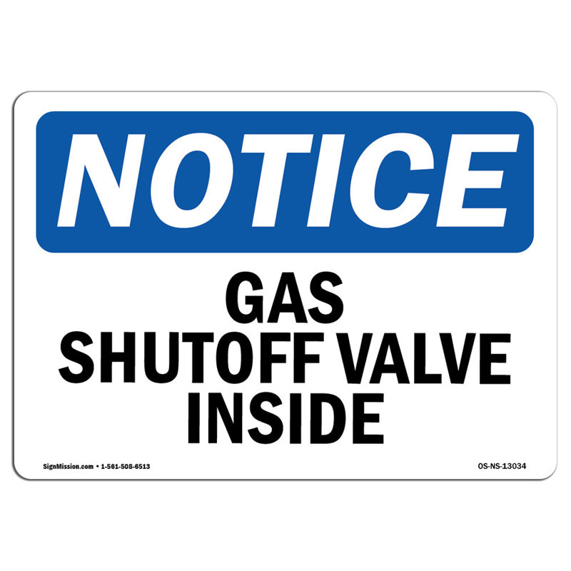 Gas Shutoff Valve Inside Sign