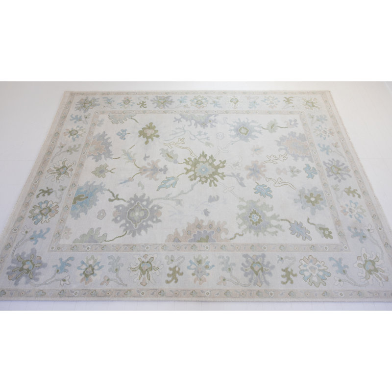 Opal Hand Knotted Wool Floral Area Rug, Rectangle 10' x 14'