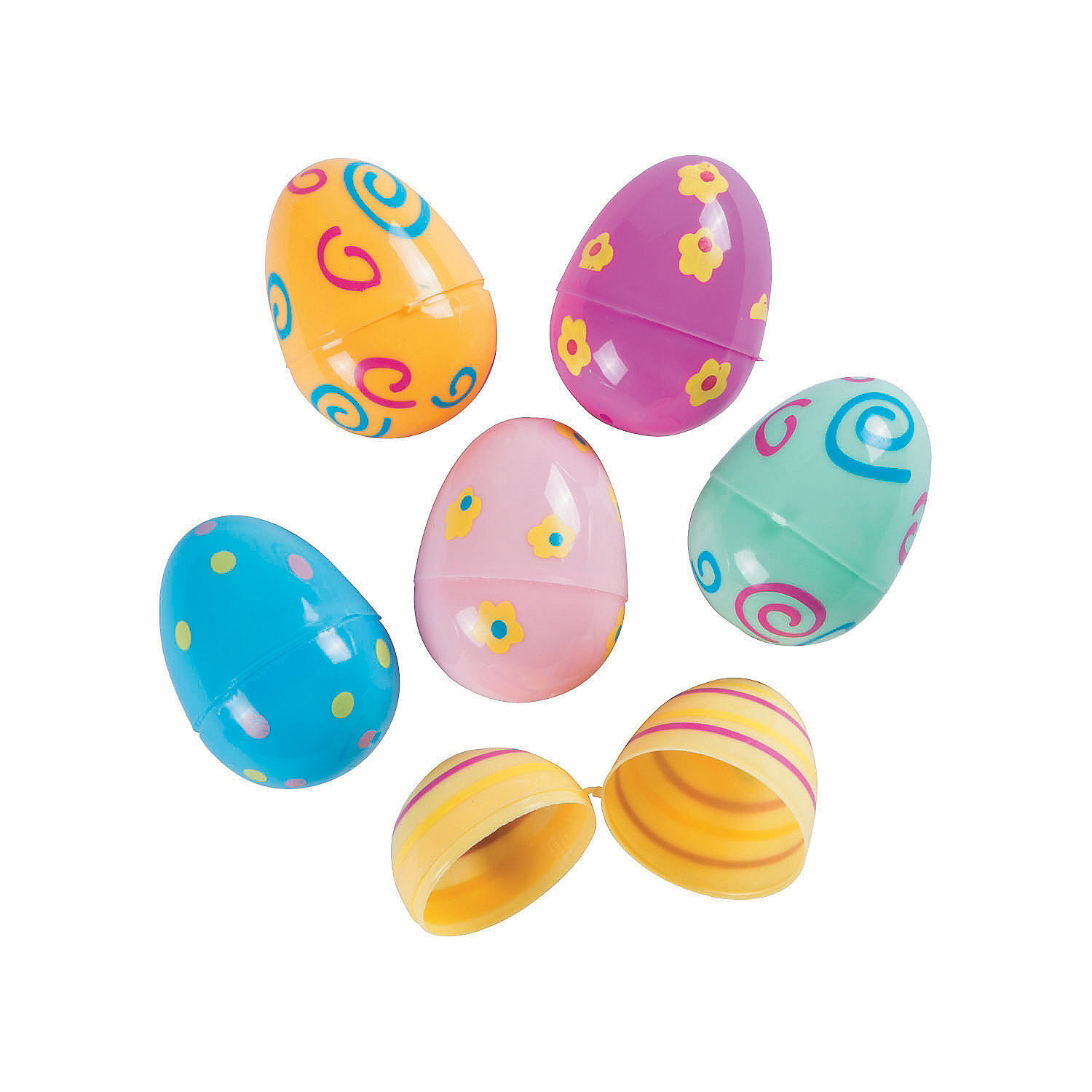 2 1/4 Bulk 72 Pc. Bright Printed Plastic Easter Eggs