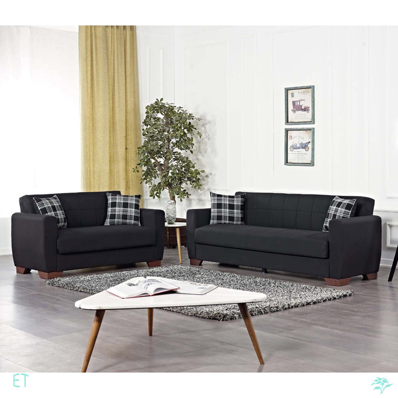 Causeuse convertible avec rangement Loveseat Sofa Collection, Chenille noir, Brun