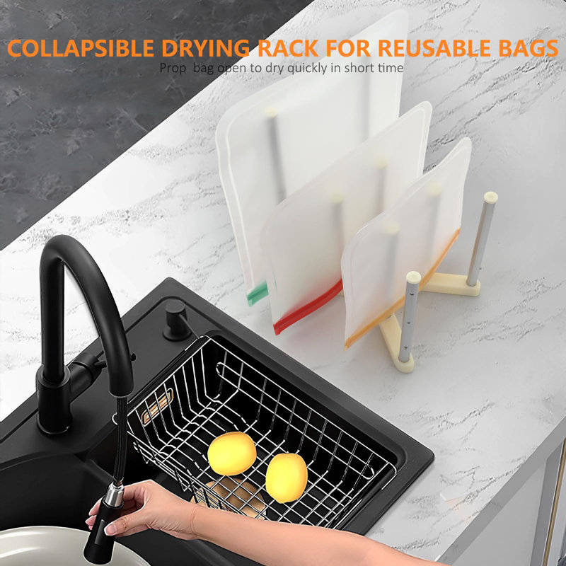 Séchoir à sac de rangement réutilisable, égouttoir à bouteille en métal rétractable, égouttoir à tasse pliable (1 pièce)