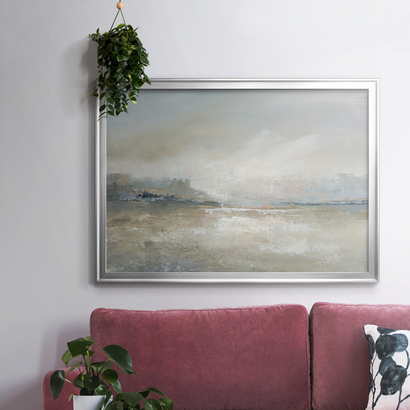 Toile tendue avec cadre Horizon Haze, H 30 po x l 44 po x P 1,5 po, Argent