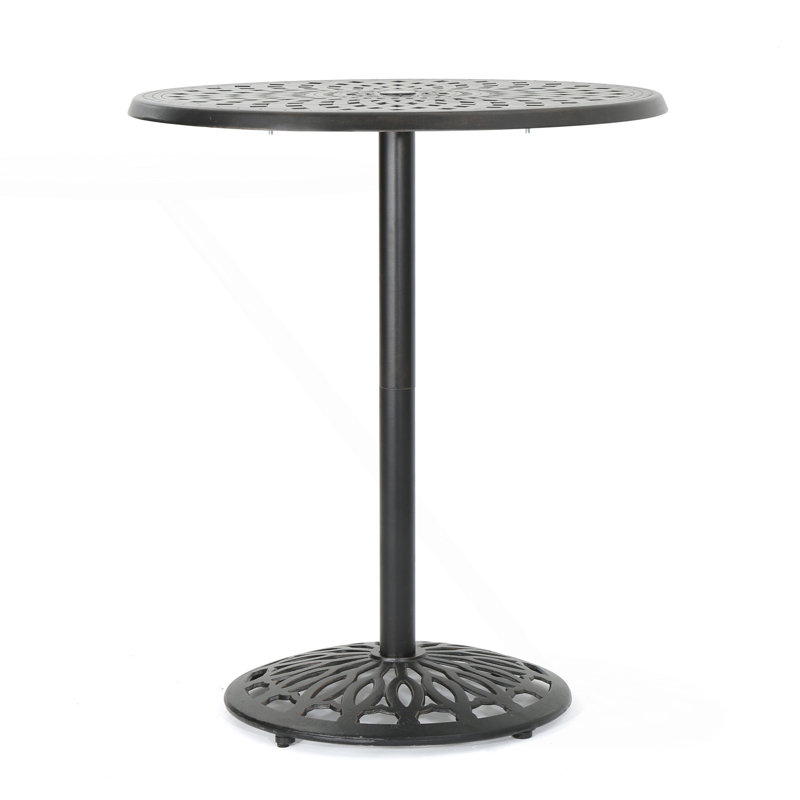 Round Bar Table With Elegant Filigree Design, Patio Table