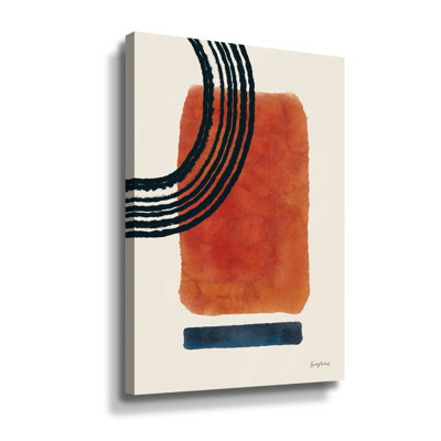 Geo Abstract III by Becky Thorns, Midcentury Modern Boho Pink, Blue, & Orange Minimalist Canvas Wall Art