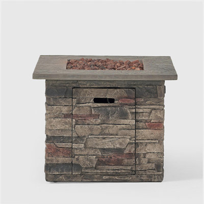 32'' Stone Square Mgo Fire Pit with Grey Lid - 40,000 Btu