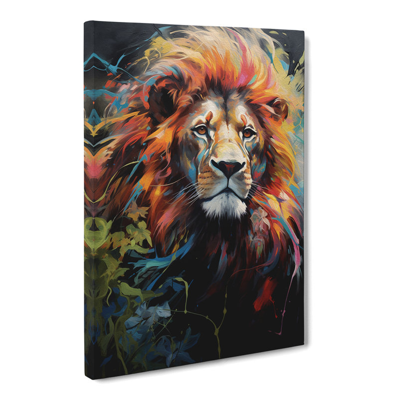 Lion Hard Edge Painting Art - No Frame Print, 50cm H x 35cm W x 3cm D