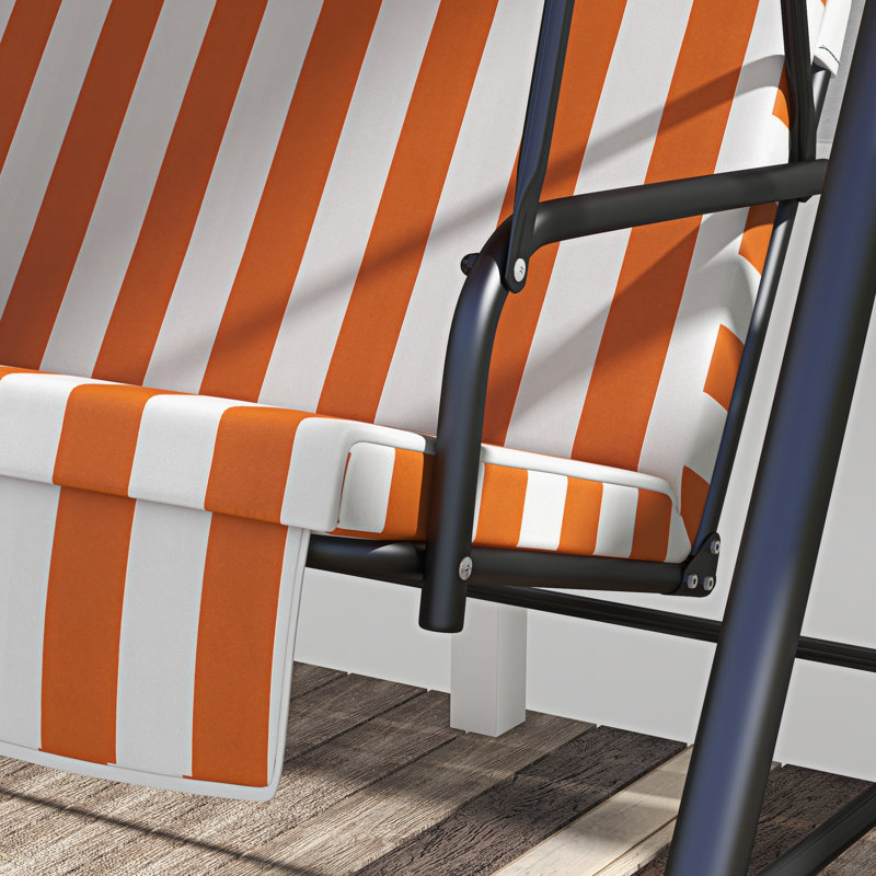 Yair 3 Person Porch Swing with Canopy, Orange