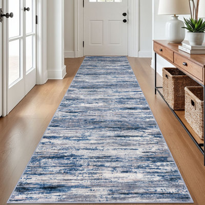 Modern Abstract 2.6x12 Washable Runner Rugs for Hallways Soft Non Slip Long Indoor Runners for Bedroom Kitchen Entryway 