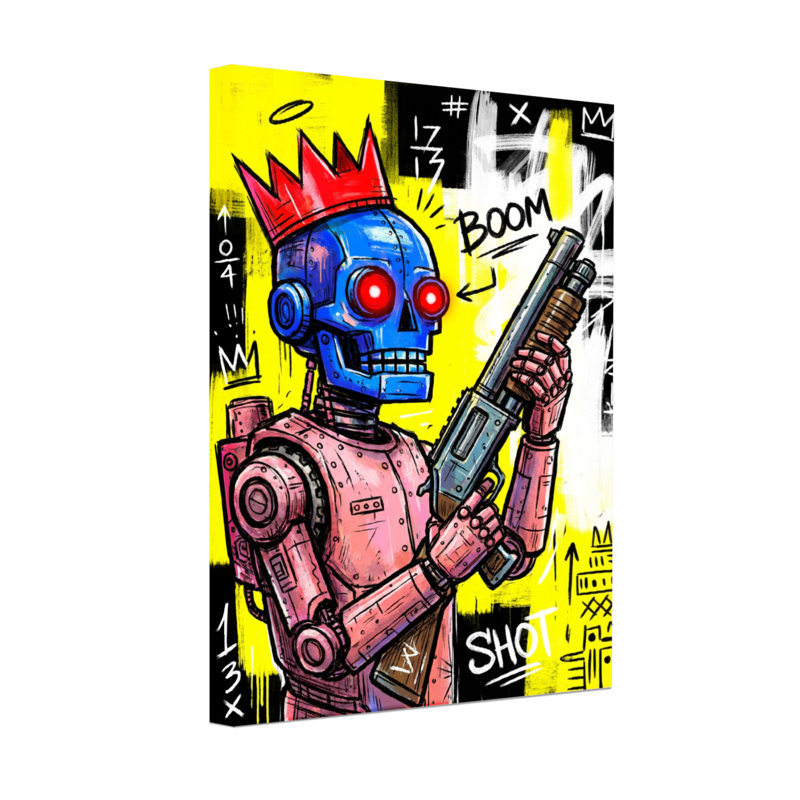 Fashion Robot King With Gun And Crown, 18" H x 12" W