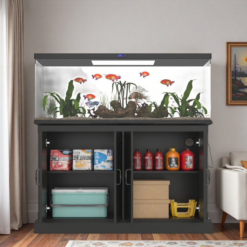 Fish Tank Stand With Power Outlet And 4 Cabinets