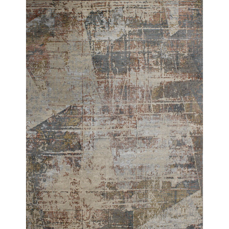 Contemporary One-of-a-Kind Rectangle 9'1" X 11'10" Hand Knotted Area Rug