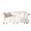 Canapé-lit surdimensionné de 83,8 po Chesterfield, canapé en velours à accoudoirs roulés et capitonnage classique, revêtement pour salon / chambre à coucher / appartement, beige / blanc
