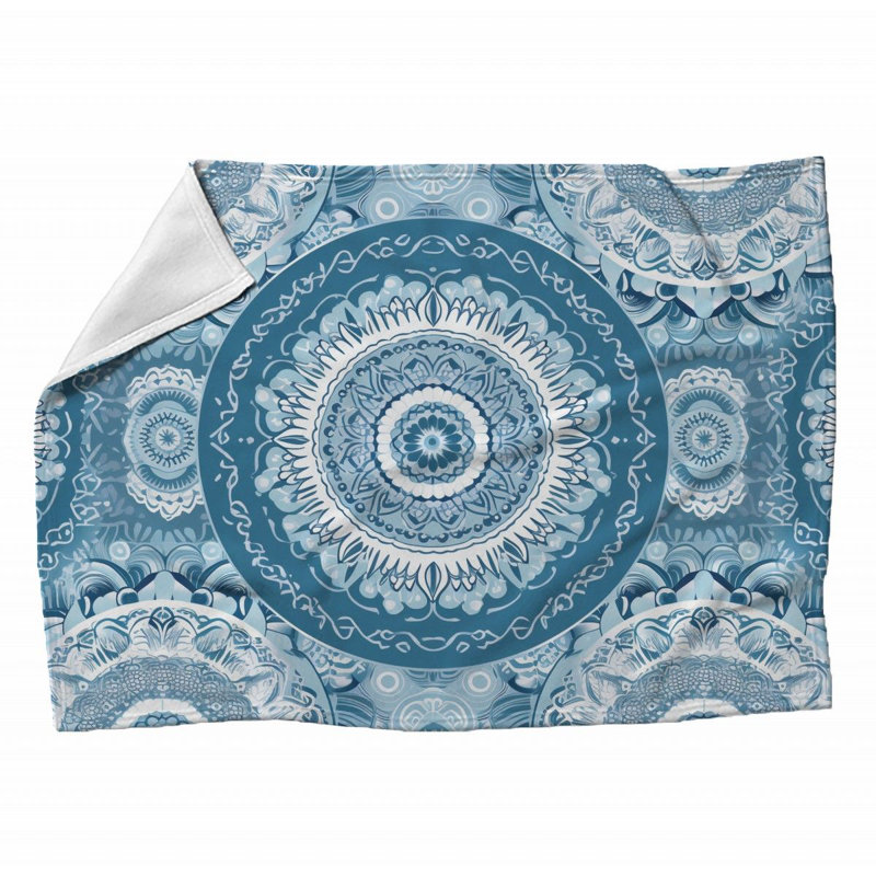 Couverture polaire à carreaux, Bleu, Jeté, Floral