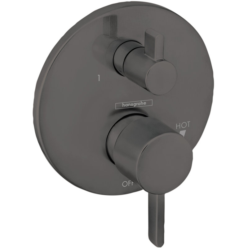 Garniture de robinet inverseur à pression équilibrée avec poignée levier Ecostat HG S, Chrome poli noir