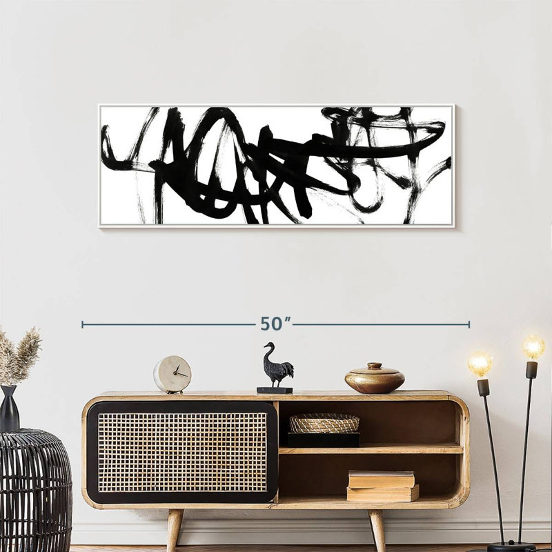 Blanc à noir Higley V, 57" X 19", Floating Frame White