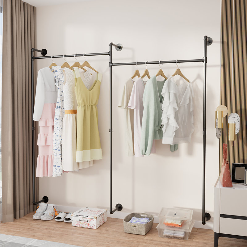 Maggio 205Cm Wall Mounter Clothes Rack, Black
