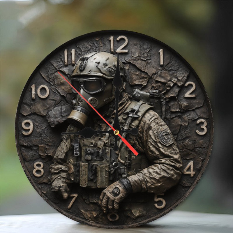 Soldat avec masque à gaz sur cadran