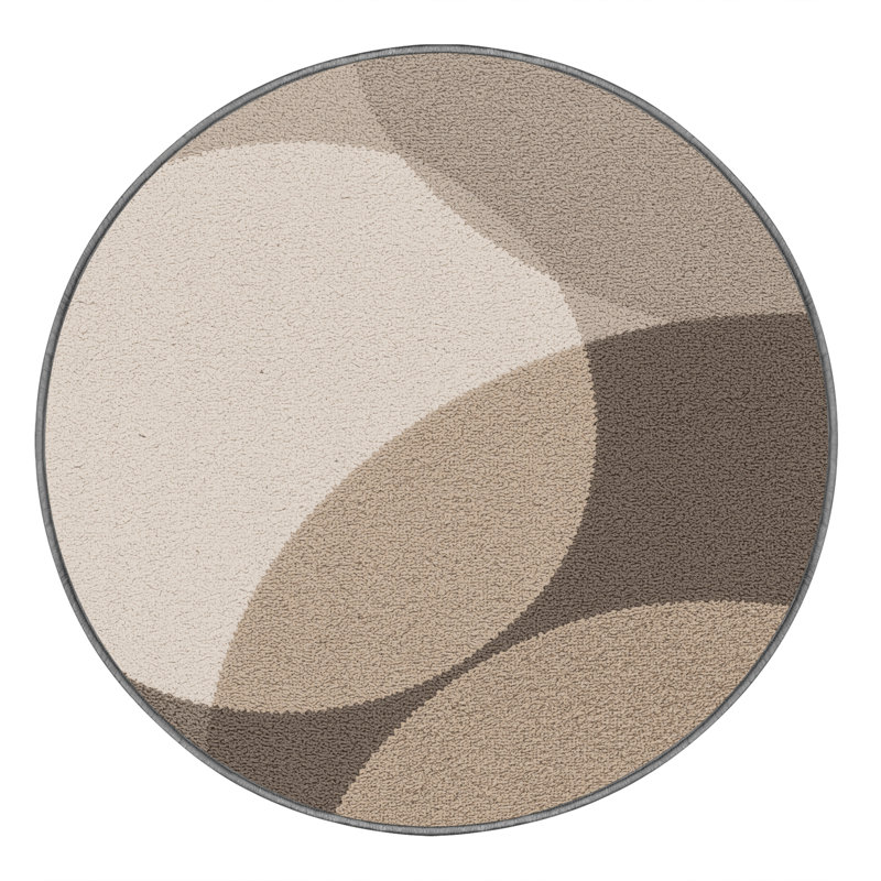 Tapis gris moelleux moelleux de couleur unie Minimalist, Rond 3 pi