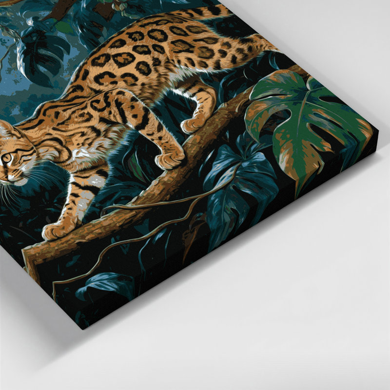 «Big Cats», art mural gris sur toile Margay, H 32 po x l 32 po