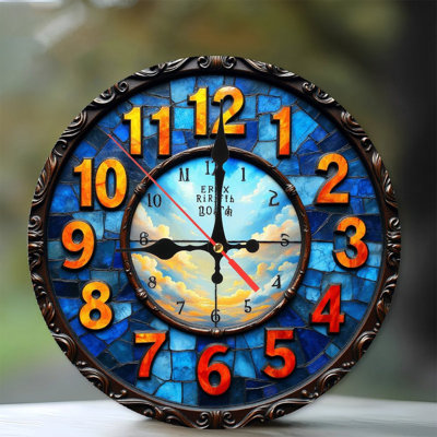 Horloge murale artistique en verre coloré