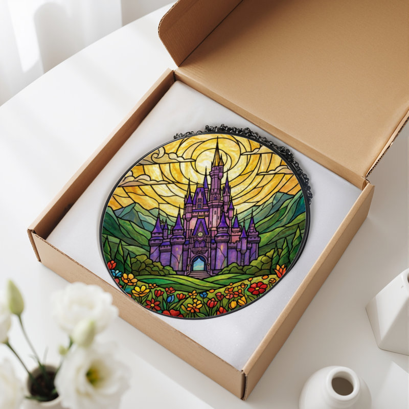 Panneau de vitrail en verre coloré 7,8 po H,  H 7,8 po x l 7,8 po