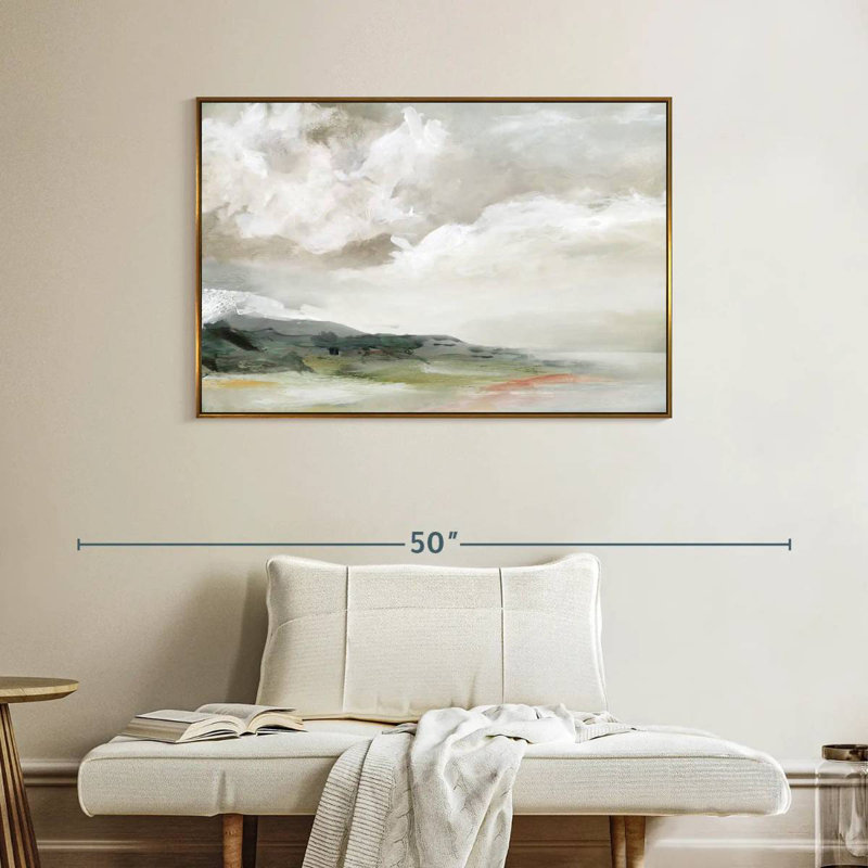 Chianna terre et nuages, Cadre flottant doré, 40 po x 27 po