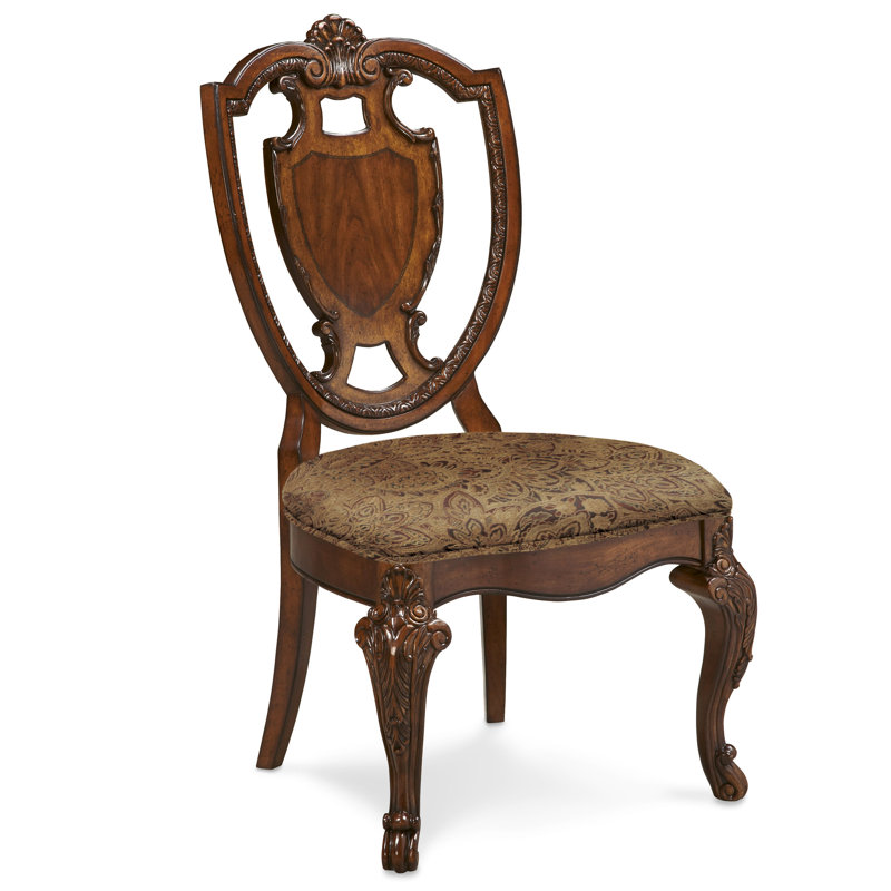 Beige Linen Upholstered Wood Traditional Side Chair