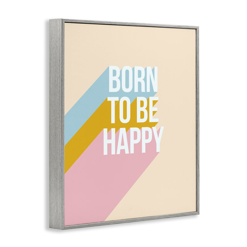 «Born To Be Happy», estampe numérique encadrée de Dominique Vari bk-067, Estampe numérique Farmhouse, H 20 po x l 16 po