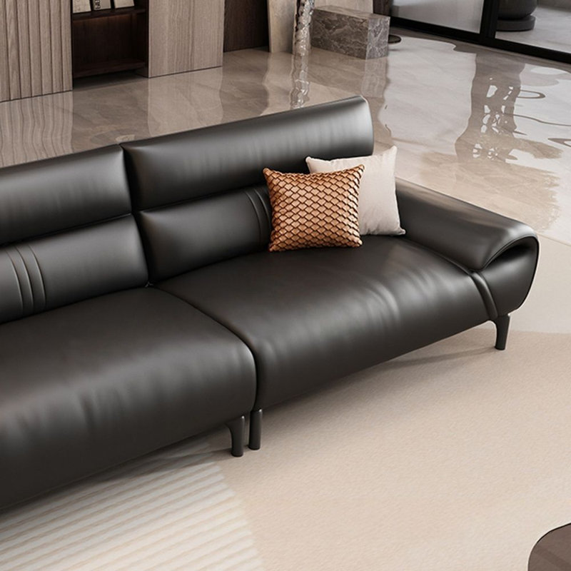 Coussin de canapé modulaire en cuir véritable noir, H 33,46 po x l 110,24 po x P 35,43 po, 4