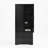 2 Door Wood Wardrobe For Bedroom With Hanging Clothing Rod Inside The Cabinet And 2 Drawers For Storage Organization, Built-In Induction Light Multifunctional Closet With Mirror, Black