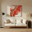 Abstrait fluide, art mural en métal rouge 58-1254546142