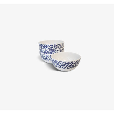Serviette en lin bleu marine Squiggly