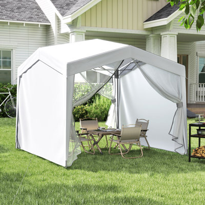 3M X 3M Pop Up Canopy Tent Foldable Sunshade Garden Gazebo-White