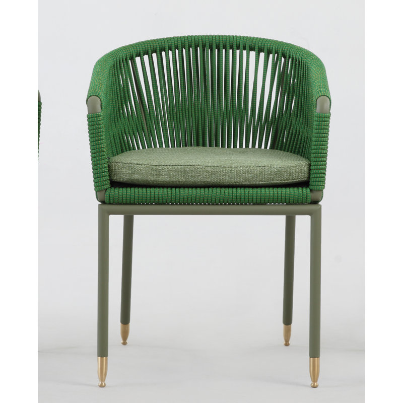 Summer Outdoor Dining Armchair, Cane Green/Stainless Steel, Kiwi Flat Ropetek