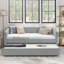 Lit de jour rembourré confortable avec lit gigogne, idéal pour la détente et l'espace de couchage supplémentaire, avec tissu en lin et rayures verticales-1759091555-1759091549