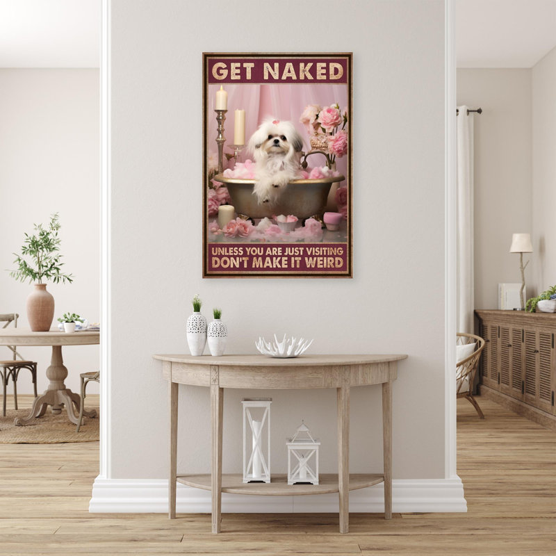 «Dog In Bathaign Get N Nu», reproduction d'art graphique sur toile tendue 1 pièce, H 14 po x l 11 po x P 1,25 po